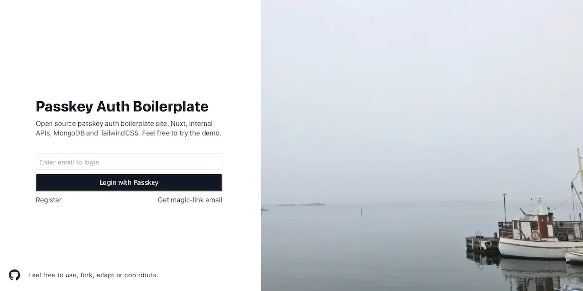 screenshot passkey boilerplate