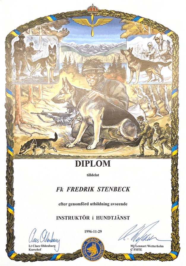 hundinstruktör försvarsmakten diplom