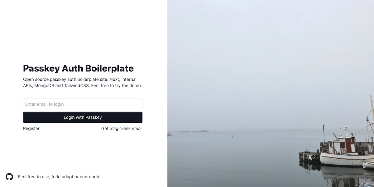 screenshot passkey boilerplate